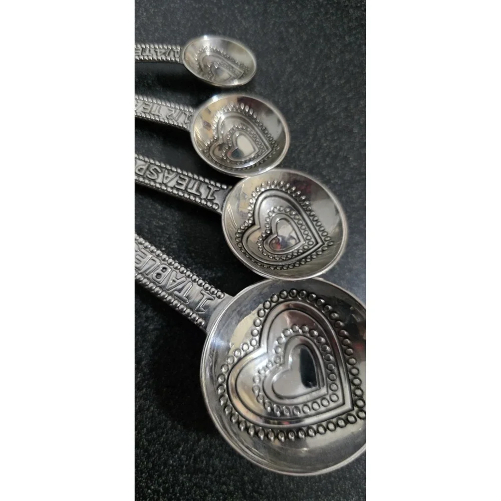Vintage Ganz Angels Hearts & Stars 4 Piece Zinc Alloy Metal Measuring Spoon‎ Set